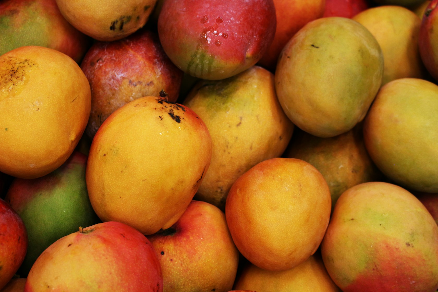 A pile of ripe mangoes